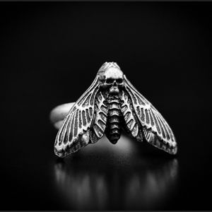 Adjustable Death's head moth ring, bug ring gothic dark jewelry